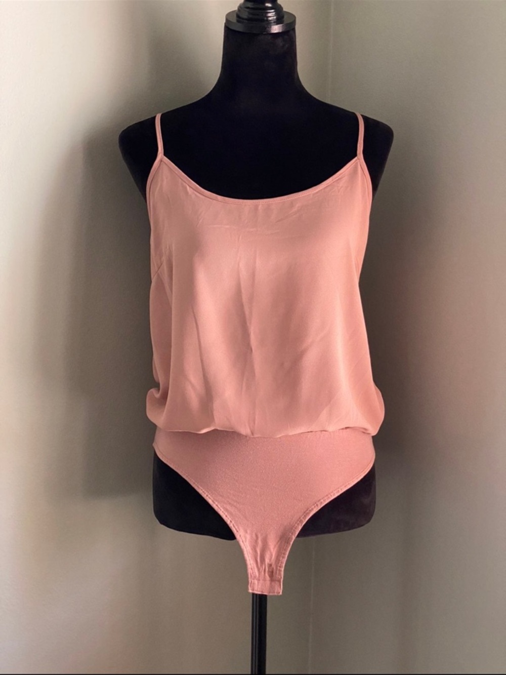 Salmon Spaghetti-Strap Bodysuit